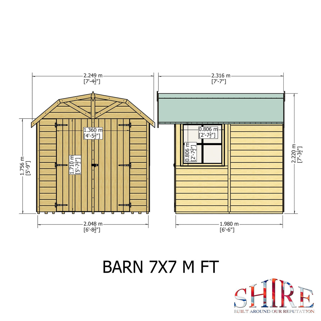 Shire Shiplap 7ft x 7ft Barn Shed
