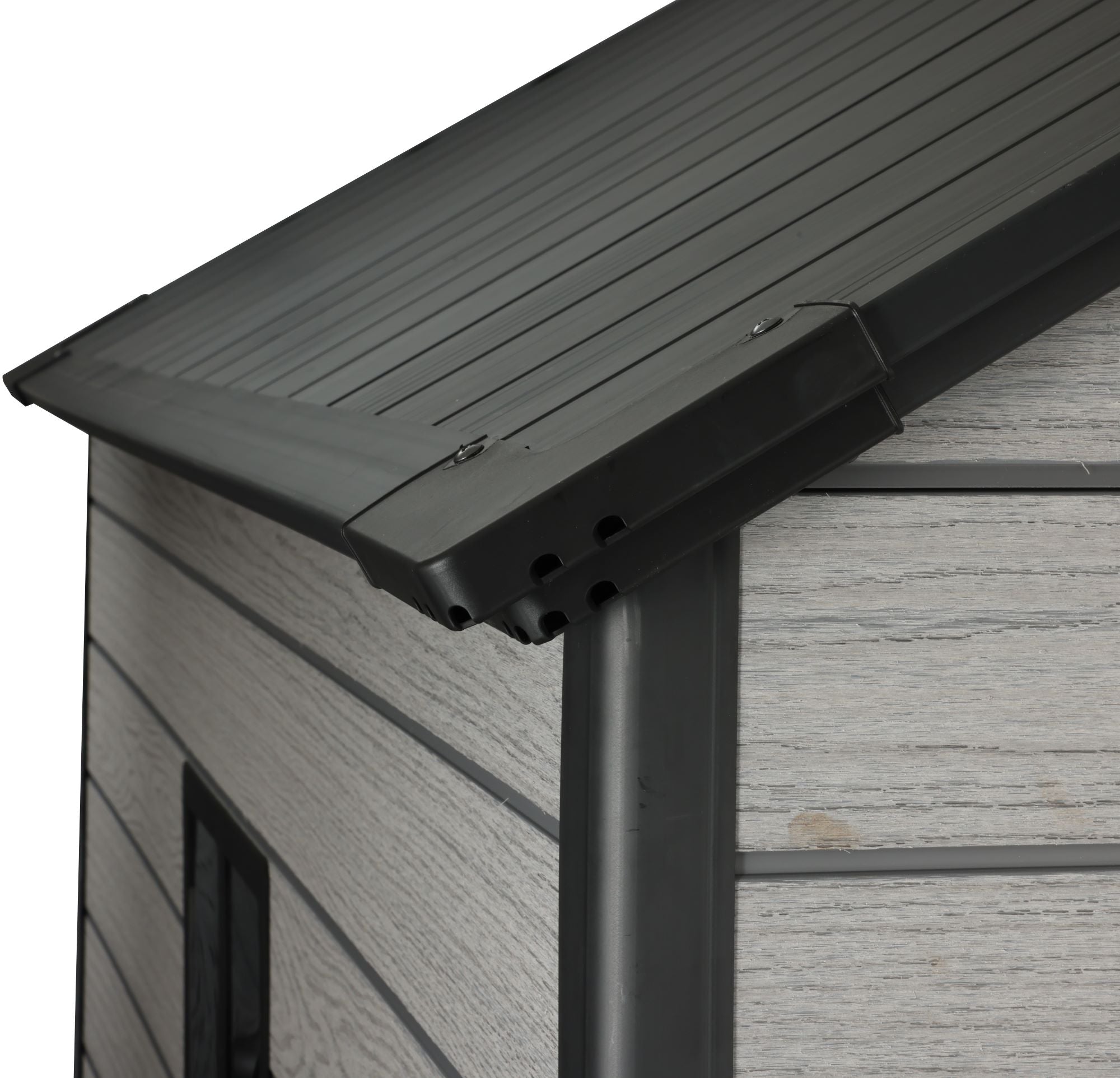 Pro Grade 8ft x 10ft Premium Plastic Double Door Garden Shed - Grey Wood Touch Texture