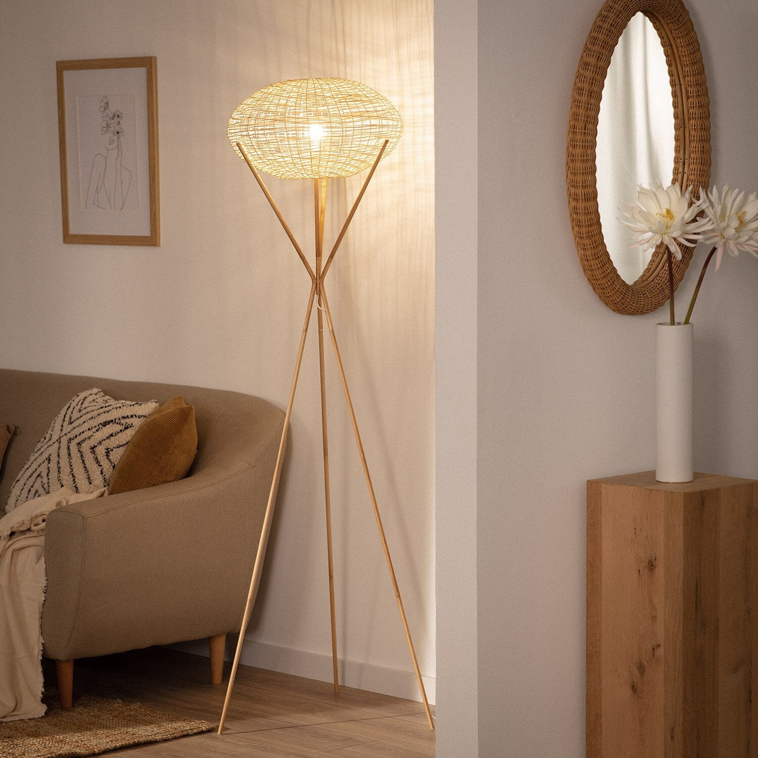 Rattan Floor Lamp | VOTCH - Moralgardenlab, Floor Lamps, moralgardenlab,, Moralgardenlab, moralgardenlab.com